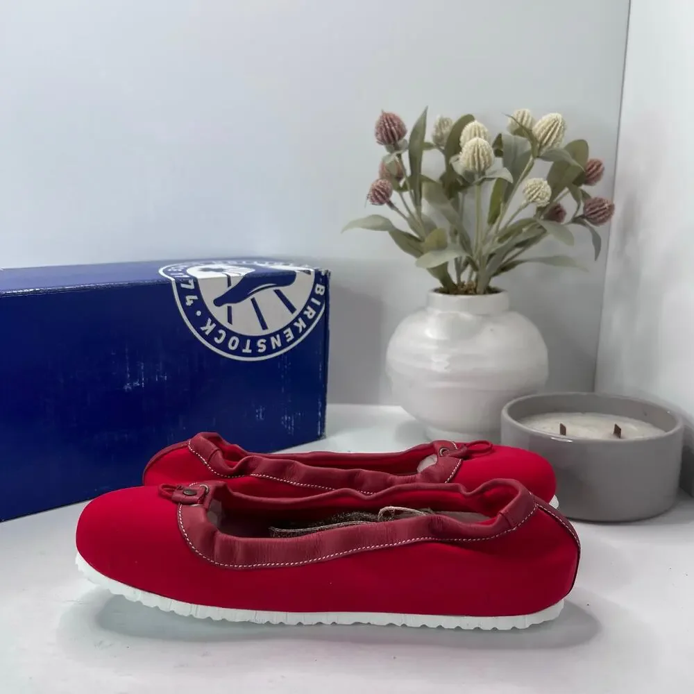 Birkenstock Ponca Slip On Flats Shoes Red Women’s 7 EU 38 NWB Narrow Fit